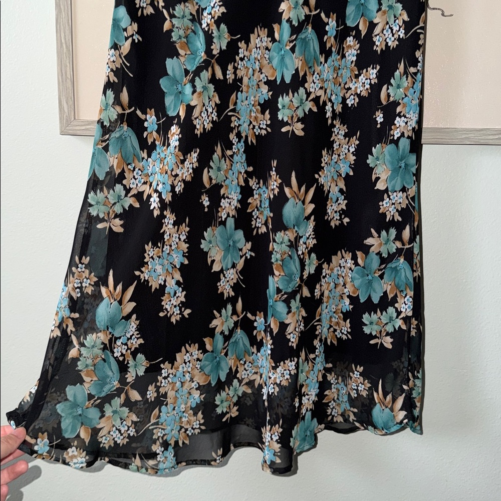 Vintage Connected Floral Whimsical Fairy Goth Flowy Midi Dress - Picture 3 of 7